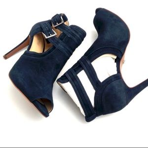 Michael Kors Blaze Open-Toe Booties Admiral Blue 7.5